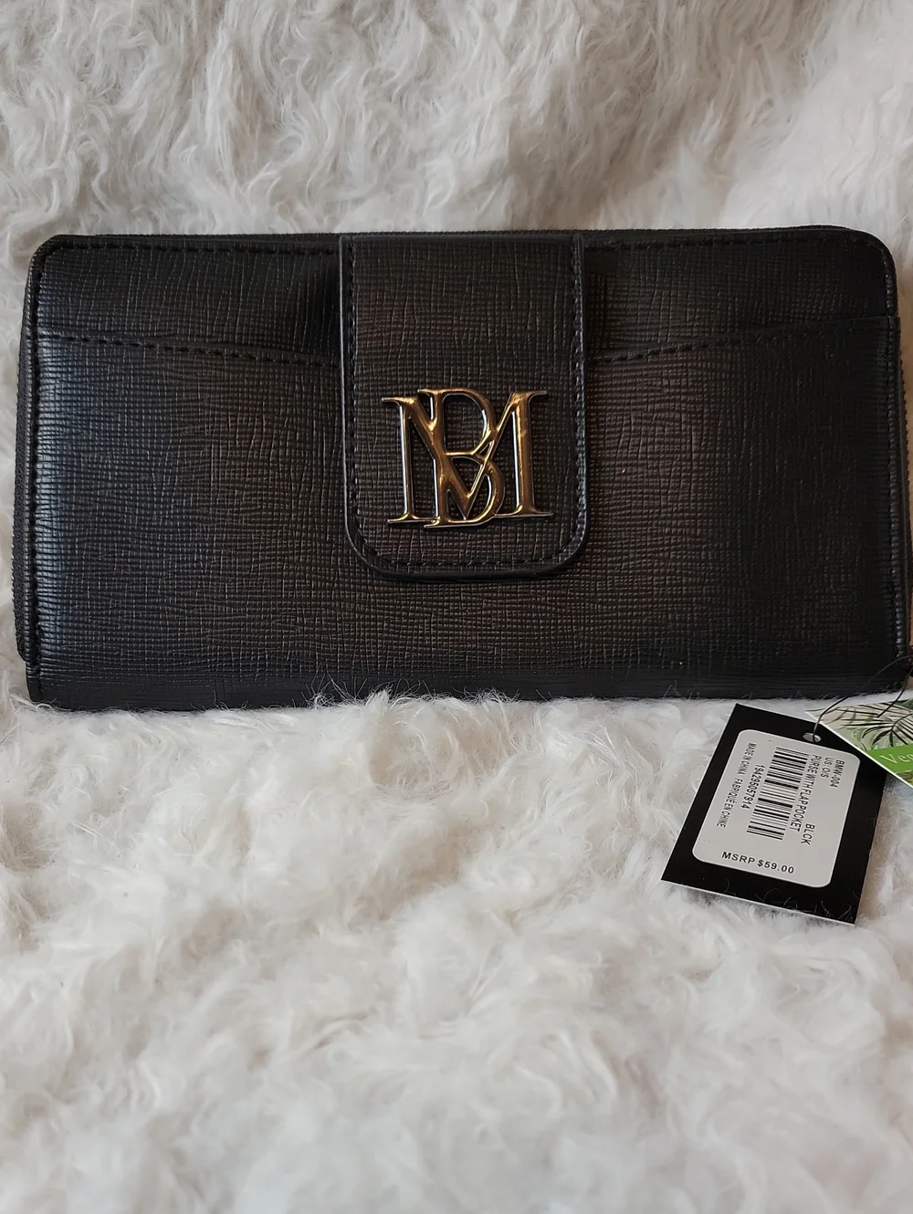 NWT Badgley Mischka Flap Wallet w/ Gunmetal Logo